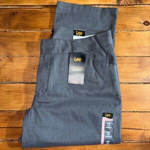 Lee Straight Leg Pants Women 12 (Fits 32x31) Heather Gray Wrinkle Free Slacks